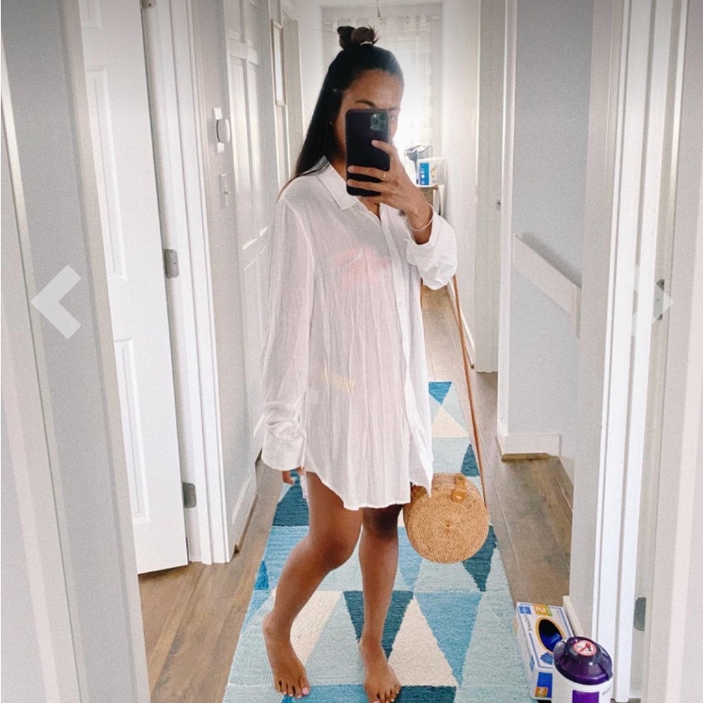 Amazon White Button-Down Long-Sleeve Blouse